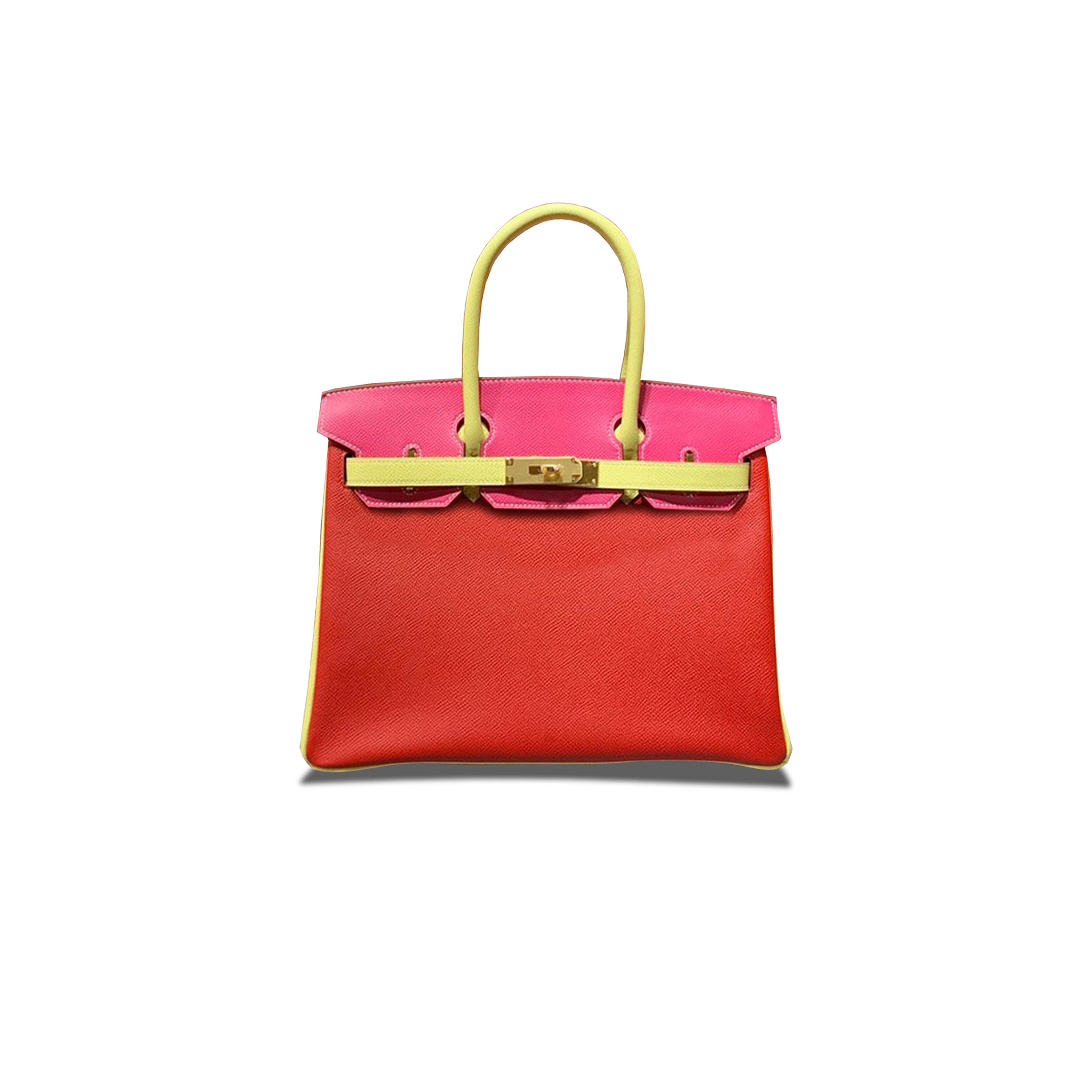 HERMES MASTER BIRKIN 30 EPSOM RED AND CHICK YELLOW AND ROSE GOLD BUCKLE H028362CC06 (30*23*15cm)